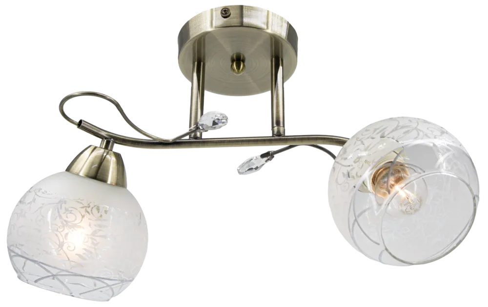 Oferta Plafon mosiężny dwupunktowy ze szklanymi kloszami 2982/2 z serii OLIVIER - Lampy Elem